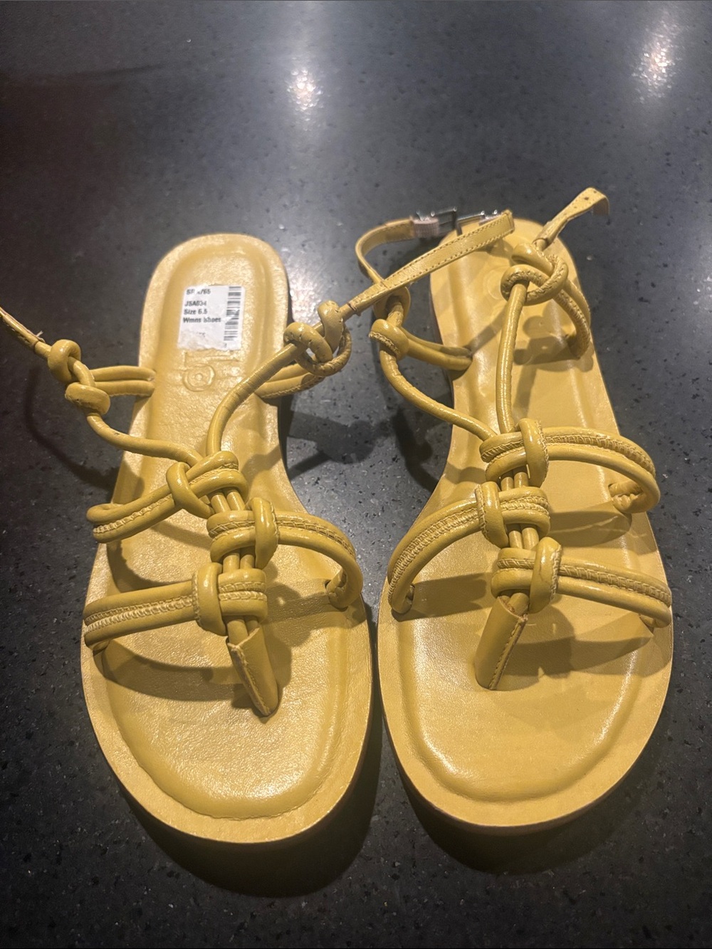 Women's Knot-Strap Yellow Gladiator Sandals size 6.5